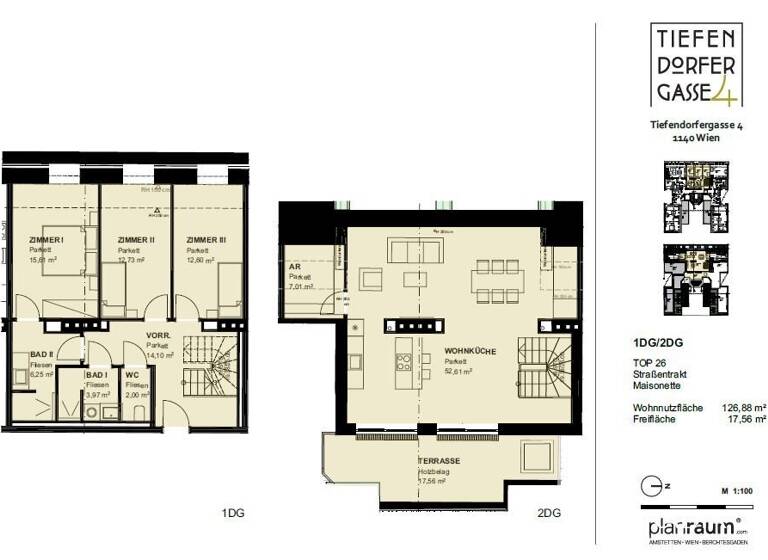 Wohnung zum Kauf - Erstbezug 899.000 € 4 Zimmer 126,8 m² 4. Geschoss Wien 1140