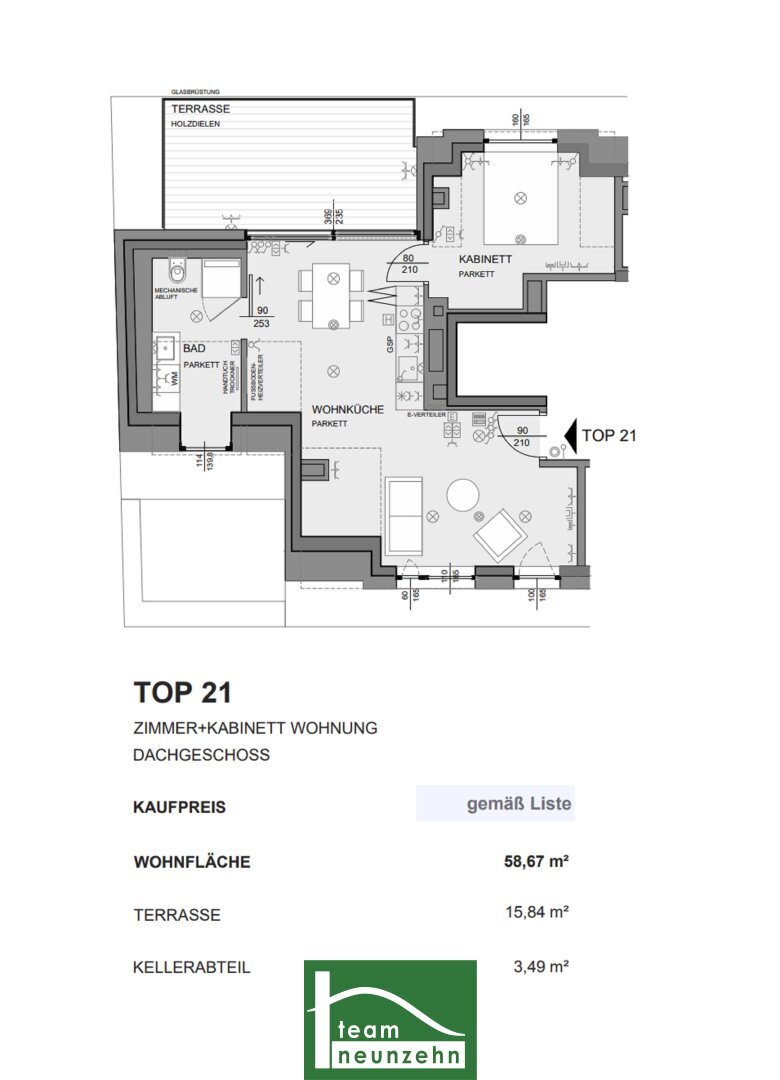 Wohnung zum Kauf 472.000 € 2 Zimmer 58,1 m²<br/>Wohnfläche 6.<br/>Geschoss Sandleitengasse 64 Wien 1170