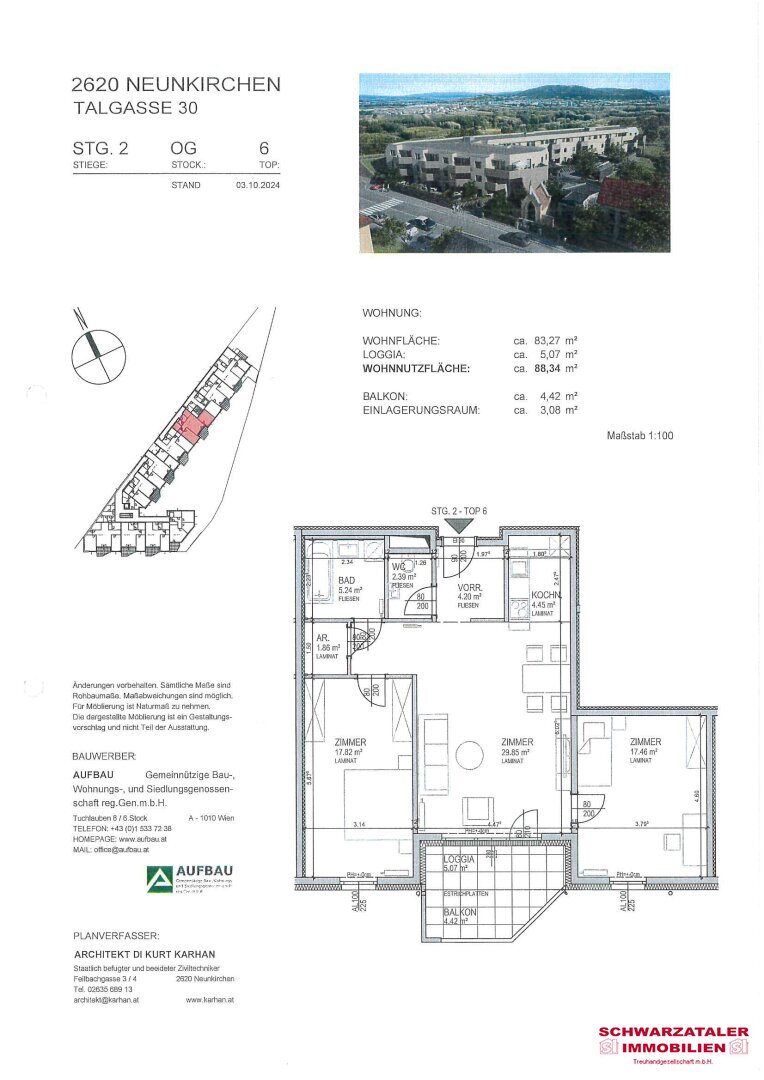 Wohnung zur Miete 983 € 2 Zimmer 83,3 m²<br/>Wohnfläche 1.<br/>Geschoss 01.03.2025<br/>Verfügbarkeit Talgasse 30 Neunkirchen 2620