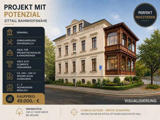 Mehrfamilienhaus zum Kauf 49.000 € 6 Zimmer 200 m² 330 m² Grundstück frei ab sofort Zittau Zittau 02763