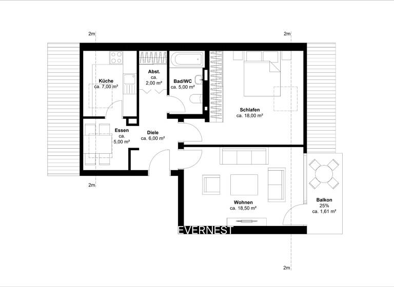 Wohnung zum Kauf 175.000 € 2 Zimmer 63 m²<br/>Wohnfläche 2.<br/>Geschoss Herkenrath Bergisch Gladbach 51429