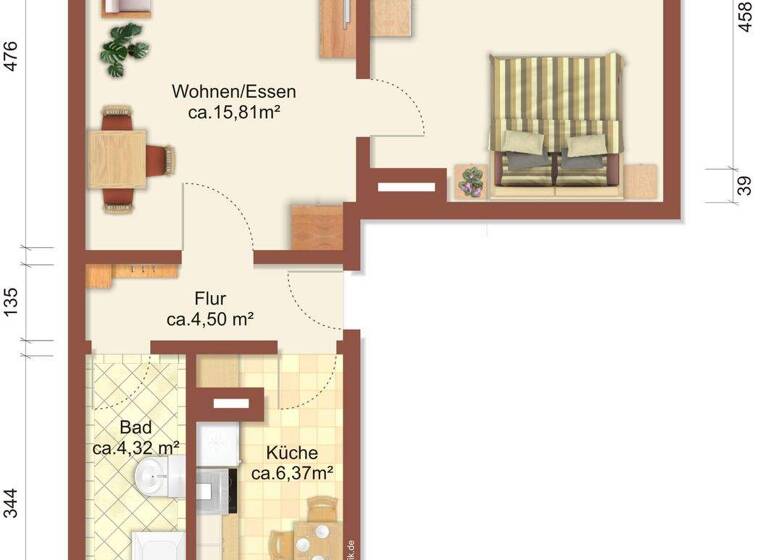 Wohnung zur Miete 266 € 2 Zimmer 46 m² 1. Geschoss Birkenweg 12 Löbau 02708