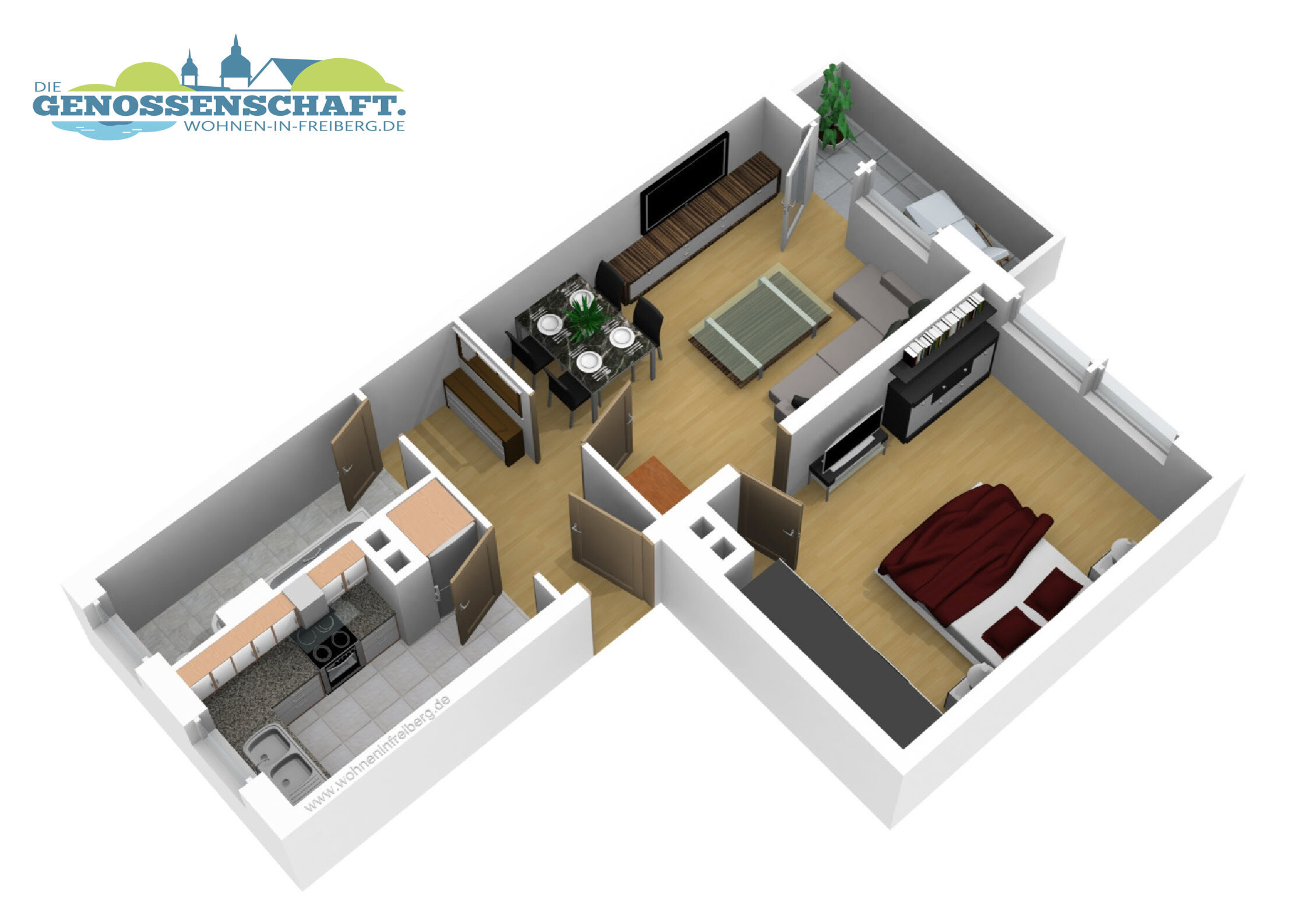 Wohnung zur Miete 309 € 2 Zimmer 47,4 m²<br/>Wohnfläche 3.<br/>Geschoss Maxim-Gorki-Straße 53 Wasserberg - Ost Freiberg 09599