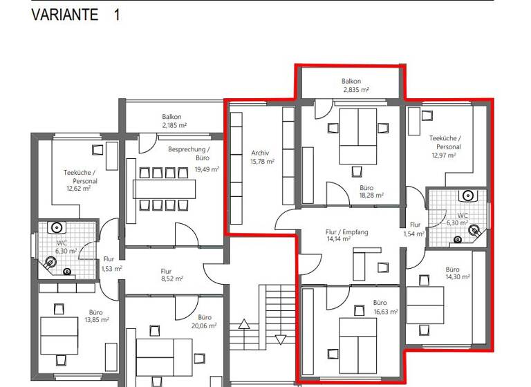 Bürofläche zur Miete provisionsfrei 849 € 4 Zimmer 99,9 m² Bürofläche Sulgen Schramberg-Sulgen 78713