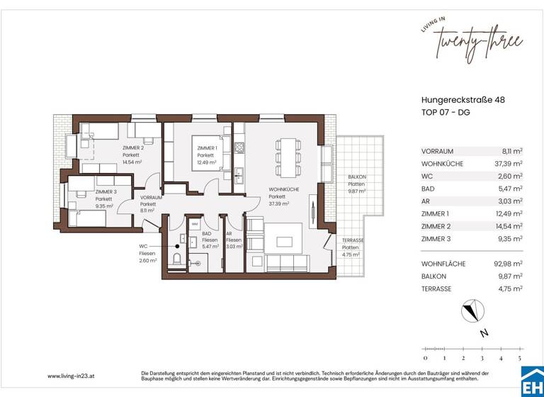 Wohnung zum Kauf - Erstbezug 531.793 € 4 Zimmer 93 m² 3. Geschoss Hungereckstraße Wien 1230