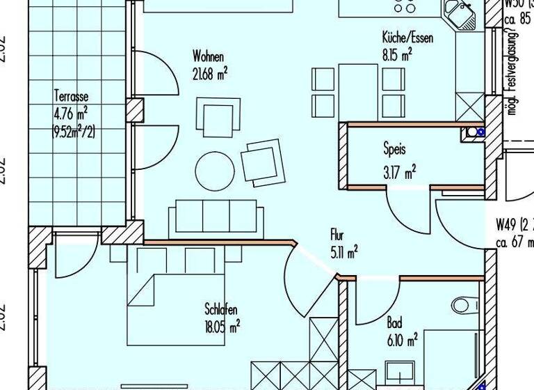 Wohnung zur Miete - Erstbezug 700 € 2 Zimmer 66,9 m² 1. Geschoss Schnelldorf 91625
