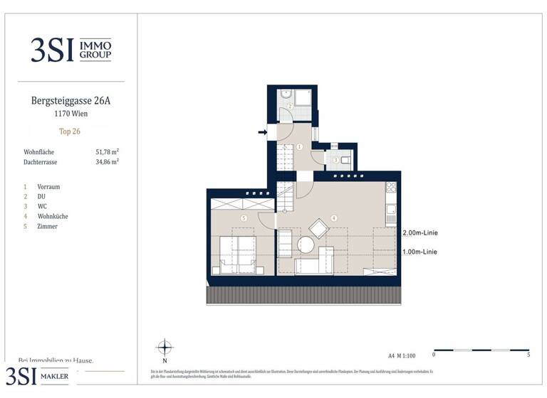 Wohnung zum Kauf 388.000 € 2 Zimmer 51,8 m² 4. Geschoss Bergsteiggasse 26A Wien 1170