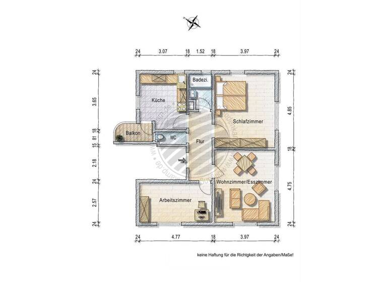 Wohnung zur Miete 700 € 3 Zimmer 78 m²<br/>Wohnfläche 1.<br/>Geschoss Mengen Mengen 88512