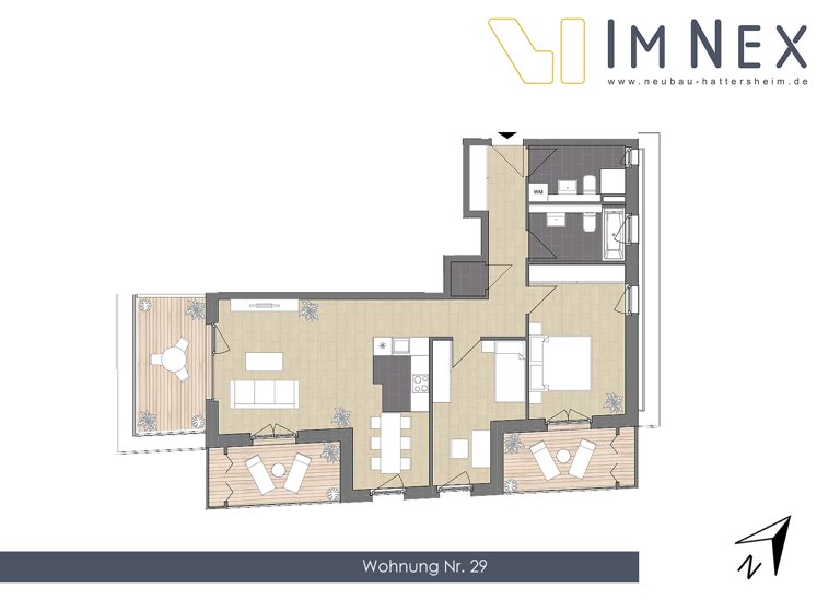 Penthouse zum Kauf - Erstbezug provisionsfrei 555.000 € 3 Zimmer 95,7 m² 2. Geschoss frei ab sofort Im Nex 5 Hattersheim 65795