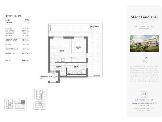 Wohnung zum Kauf - Erstbezug 235.000 € 2 Zimmer 45,5 m² 2. Geschoss Thalstraße 87-89 Gösting Graz 8051