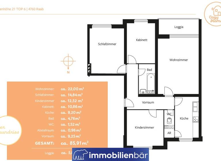 Wohnung zur Miete 667 € 4,5 Zimmer 85,9 m² Raab 4760