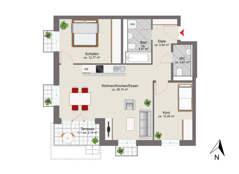 Wohnung zum Kauf provisionsfrei 733.000 € 3 Zimmer 67,1 m² Feldmoching-Hasenbergl München 80995