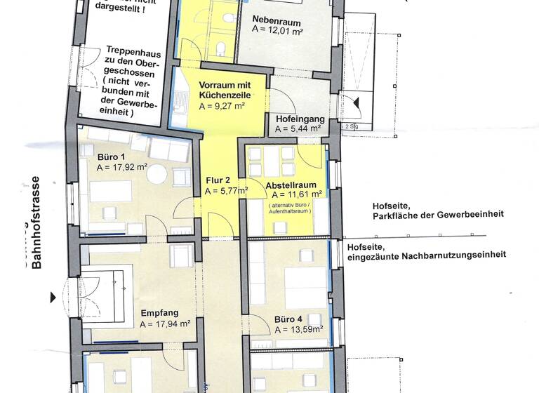 Büro zur Miete provisionsfrei 5,50 € 8 Zimmer 140 m² Bürofläche Bahnhofstraße 1 Zentrum Schwedt/Oder 16303