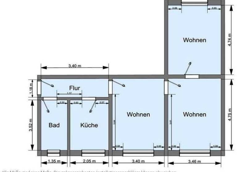 Wohnung zur Miete 404 € 3 Zimmer 65,2 m²<br/>Wohnfläche 3.<br/>Geschoss W.-Pieck-Str. 30 Senftenberg Senftenberg 01968