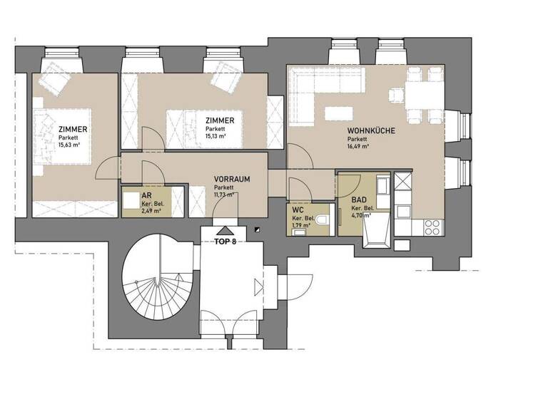 Wohnung zur Miete 1.528 € 3 Zimmer 76,4 m² frei ab 01.03.2026 Wien 1010