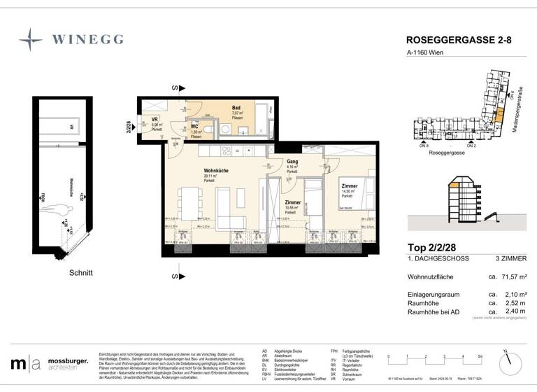 Wohnung zum Kauf - Erstbezug 485.600 € 3 Zimmer 71,6 m² 6. Geschoss Roseggergasse 2-8 Wien 1160