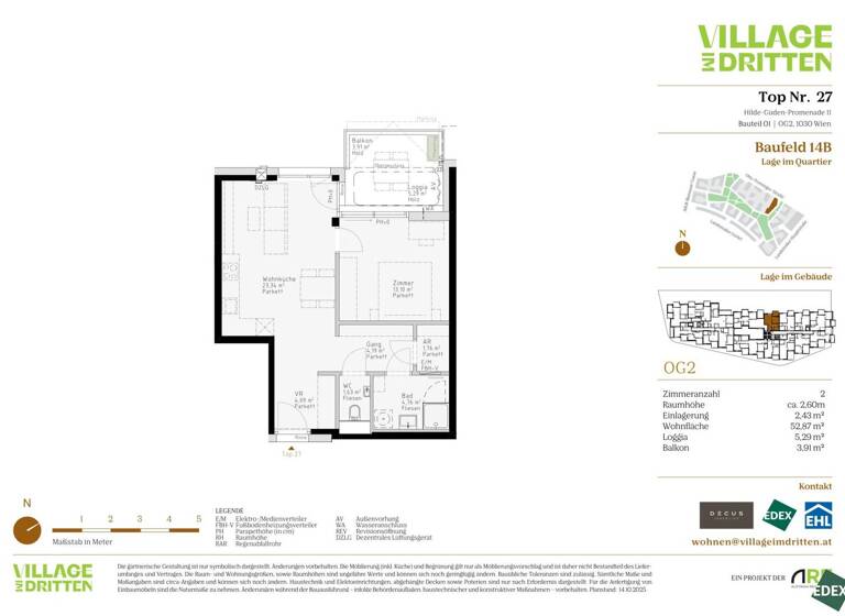 Wohnung zum Kauf - Erstbezug 394.000 € 2 Zimmer 52,9 m² 2. Geschoss Hilde-Güden-Promenade 11 Wien 1030