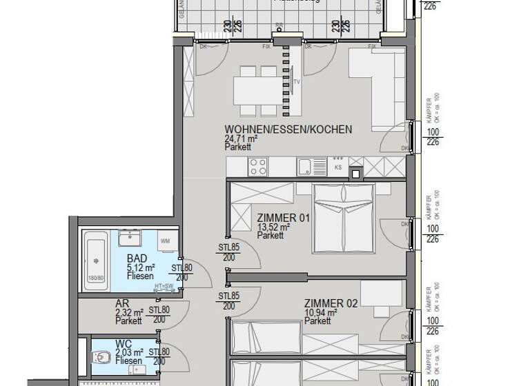 Wohnung zum Kauf - Erstbezug 429.800 € 4 Zimmer 85,4 m² 2. Geschoss Straßgang Graz 8054