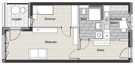 Penthouse zur Miete 765 € 2 Zimmer 54,6 m²<br/>Wohnfläche 6.<br/>Geschoss 01.01.2025<br/>Verfügbarkeit Von-Hünefeld-Straße 20+22 Stadtmitte Neu-Ulm 89231