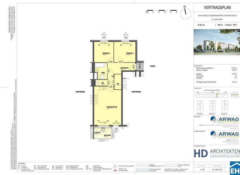 Wohnung zur Miete 1.081 € 3 Zimmer 73,4 m² 3. Geschoss Groß-Enzersdorfer Straße 72 Wien 1220