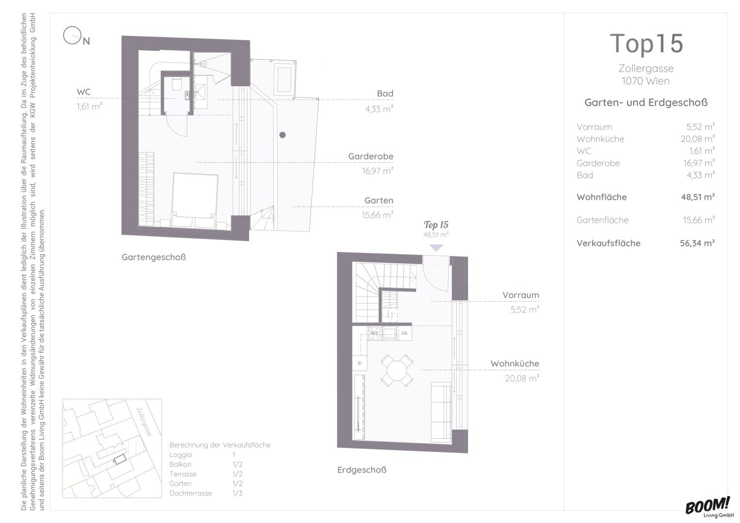 Wohnung zum Kauf 507.060 € 2 Zimmer 48,5 m²<br/>Wohnfläche EG<br/>Geschoss Wien 1070