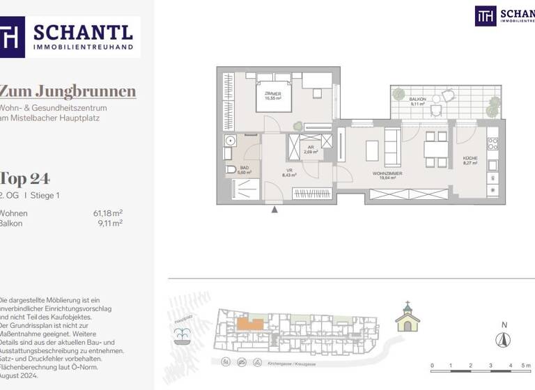 Wohnung zum Kauf - Erstbezug 263.000 € 2 Zimmer 61,2 m² 2. Geschoss Hauptplatz Mistelbach 2130