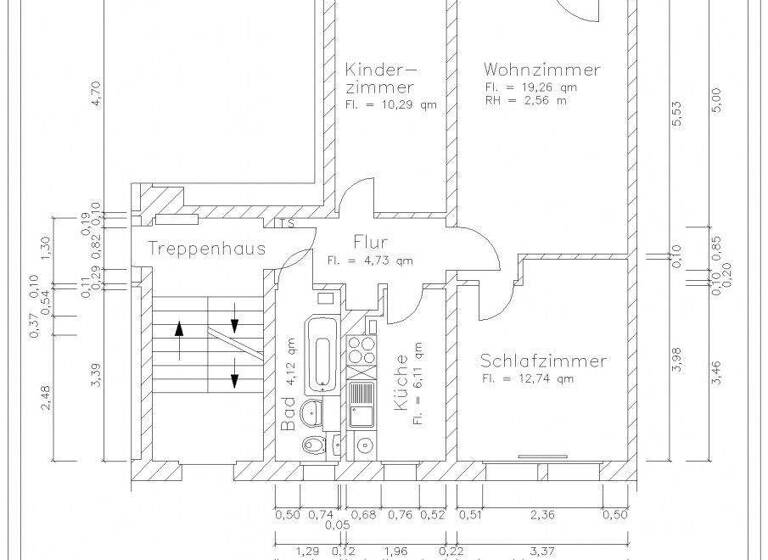 Wohnung zur Miete 378 € 3 Zimmer 58,1 m² 2. Geschoss frei ab 01.03.2027 Mittelstr. 5 Schloßchemnitz Chemnitz 09113