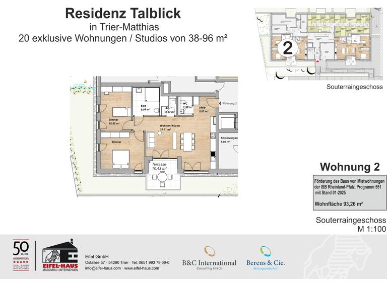 Wohnung zum Kauf provisionsfrei 446.249 € 3 Zimmer 93,3 m² Pellingerstraße 95 Weismark-Feyen Trier 54296