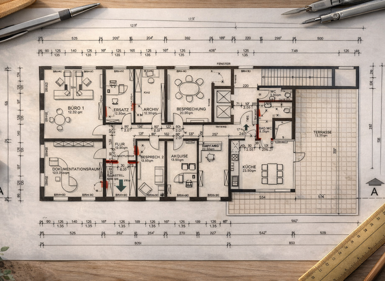 Praxisfläche zur Miete 9 € 5 Zimmer 212 m² Bürofläche Wilhelmstraße 96 Innenstadt Wülfrath 42489
