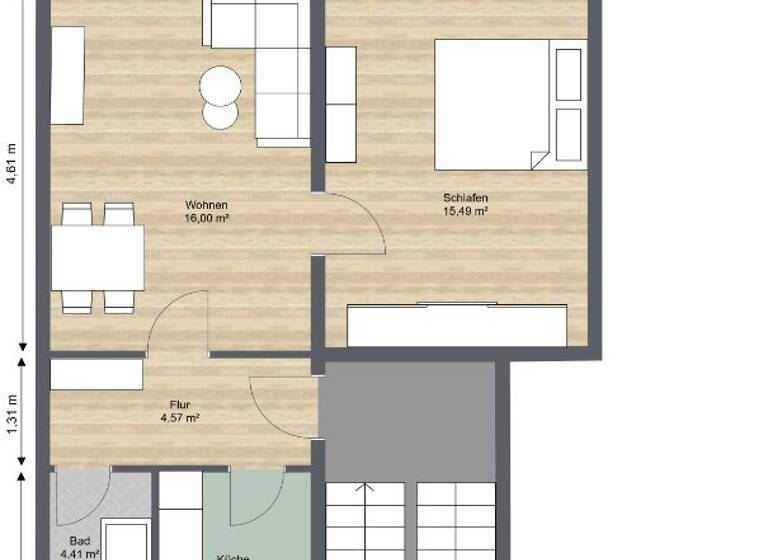 Wohnung zur Miete 290 € 2 Zimmer 46,6 m²<br/>Wohnfläche 2.<br/>Geschoss Zwickauer Straße 22 Weida Riesa 01587