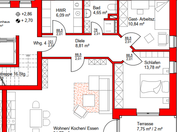 Wohnung zur Miete 763 € 3 Zimmer 89,7 m² 1. Geschoss frei ab sofort Bahnhofstraße 24 Lathen 49762