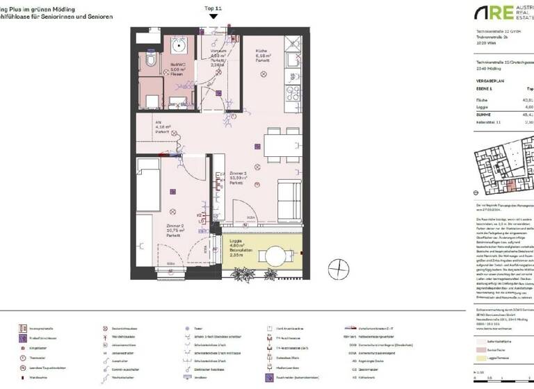 Wohnung zur Miete 741 € 2 Zimmer 48,4 m² Mödling 2340