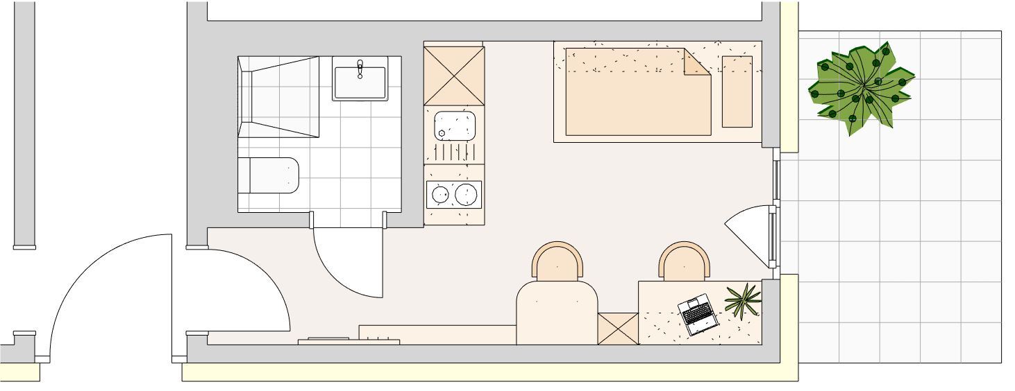 Studio zur Miete 710 € 1 Zimmer 21,1 m²<br/>Wohnfläche ab sofort<br/>Verfügbarkeit Dietersheim Eching 85386