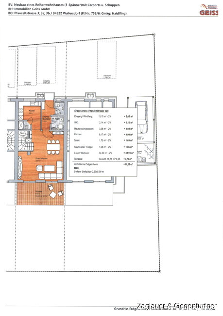 Reihenmittelhaus zum Kauf 449.000 € 5 Zimmer 152,8 m²<br/>Wohnfläche 196 m²<br/>Grundstück Haidlfing Wallersdorf 94522