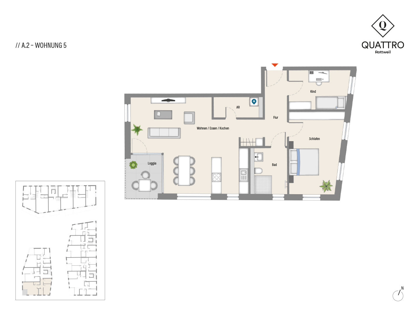 Wohnung zum Kauf provisionsfrei 478.000 € 3 Zimmer 94,9 m²<br/>Wohnfläche 2.<br/>Geschoss Rottweil Rottweil 78628