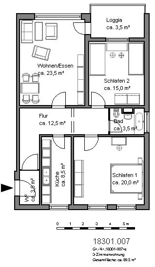 Wohnung zur Miete 799 € 3 Zimmer 89,8 m²<br/>Wohnfläche 29.11.2024<br/>Verfügbarkeit Hänselriede 11 Ledeburg Hannover 30419