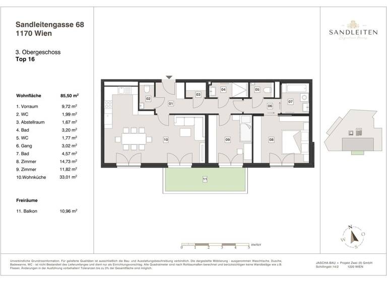 Wohnung zum Kauf - Erstbezug 769.000 € 3 Zimmer 85,5 m² 3. Geschoss Wien,Hernals 1170