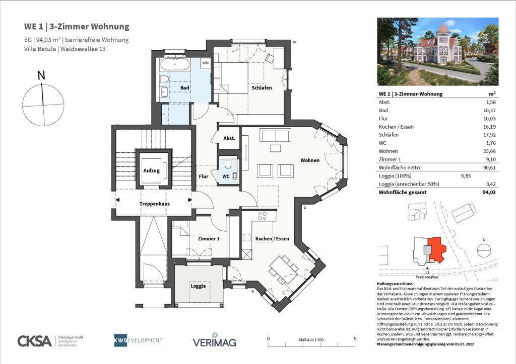 Wohnung zum Kauf provisionsfrei 479.000 € 3 Zimmer 94 m²<br/>Wohnfläche EG<br/>Geschoss Waldseeallee 13 Heilstätten Beelitz 14547