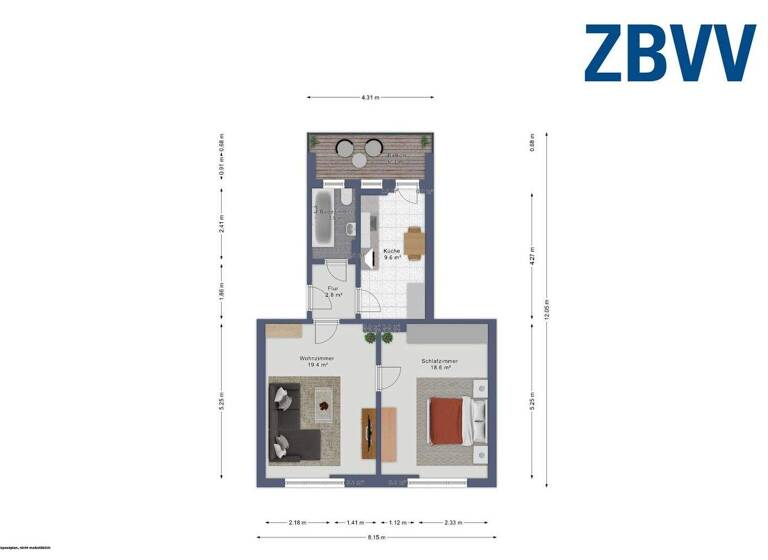 Wohnung zur Miete 319 € 2 Zimmer 46,9 m² 1. Geschoss Luxemburgstraße 24 Cracau Magdeburg 39114