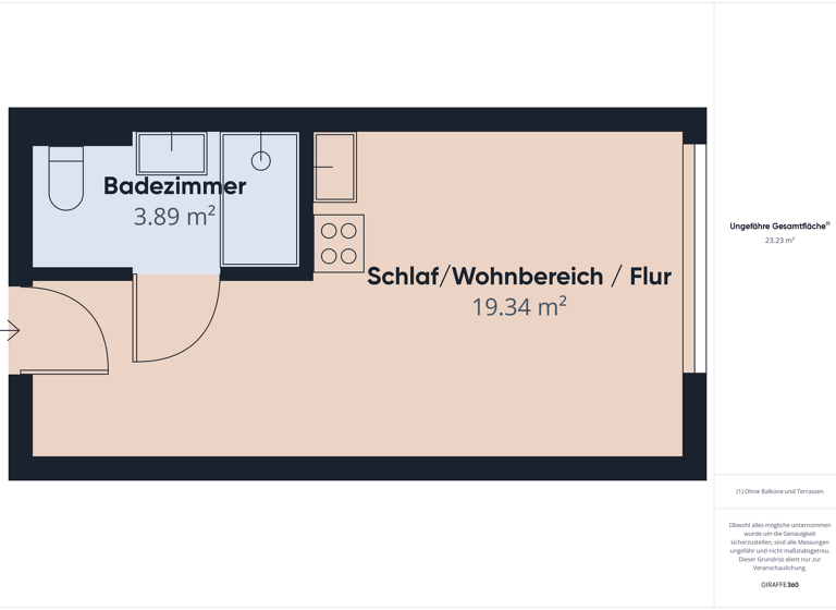 Studio zur Miete 780 € 1 Zimmer 22 m² 3. Geschoss frei ab 01.04.2026 Vorgartenstraße 204 Wien 1020
