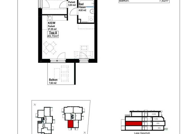 Wohnung zur Miete 780 € 2 Zimmer 49,8 m² Wien 1220
