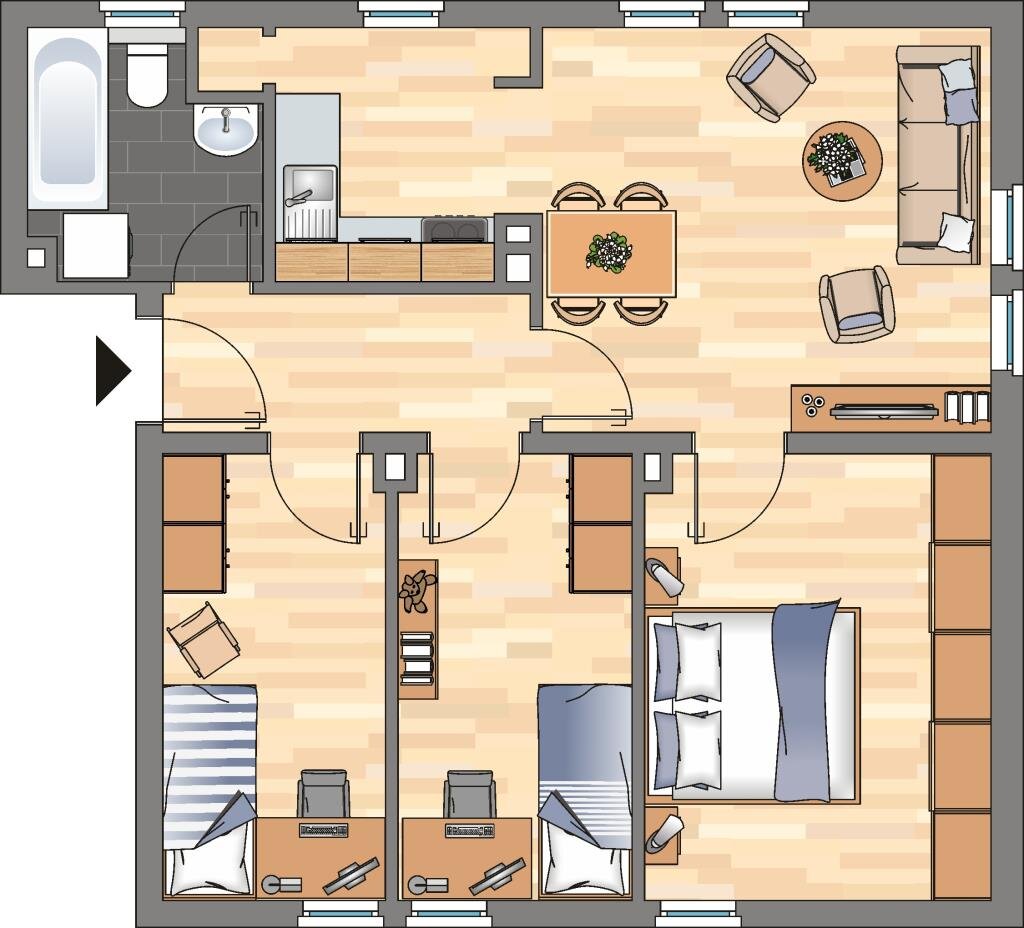 Wohnung zur Miete 369 € 3 Zimmer 58 m²<br/>Wohnfläche EG<br/>Geschoss Kniprodestraße 147 Fedderwardergroden Wilhelmshaven 26388