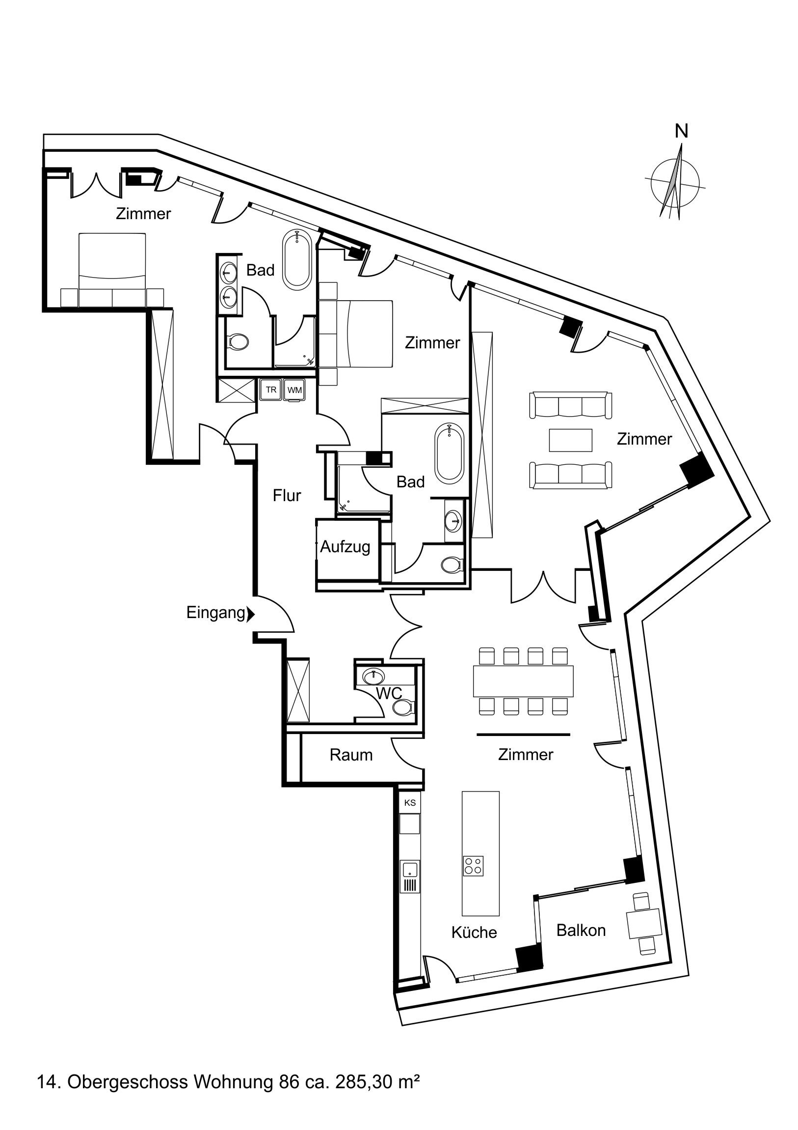 Penthouse zur Miete 13.979 € 5 Zimmer 285 m²<br/>Wohnfläche HafenCity Hamburg 20457