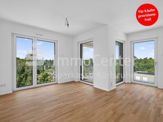 Wohnung zum Kauf - Erstbezug provisionsfrei 379.500 € 2 Zimmer 52,5 m² 7. Geschoss Waldstadt Karlsruhe / Waldstadt 76139