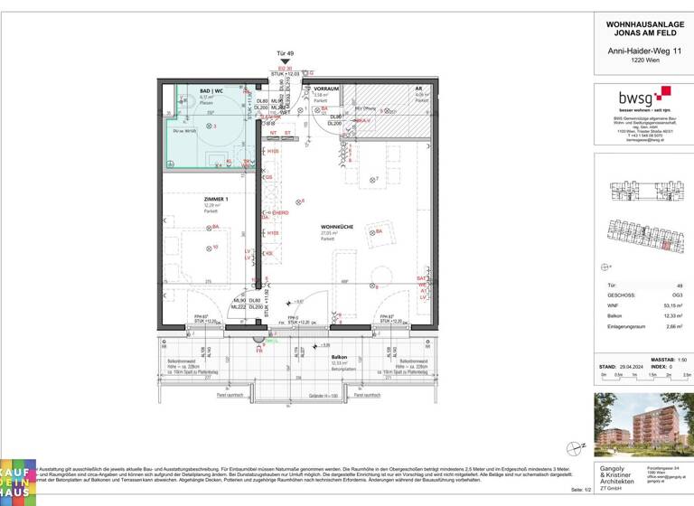Wohnung zum Kauf - Erstbezug provisionsfrei 293.458 € 2 Zimmer 53,2 m² frei ab sofort Anni-Haider-Weg 11 Wien 1220