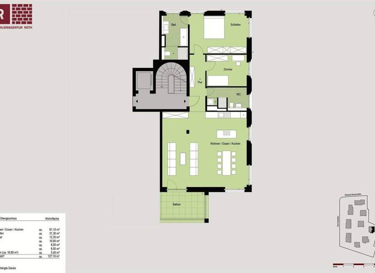 Wohnung zum Kauf 1.190.000 € 3 Zimmer 127 m² 1. Geschoss Sachsenhausen Frankfurt am Main 60598
