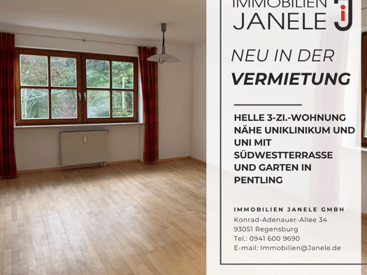 Wohnung zur Miete 800 € 3 Zimmer 71 m² EG frei ab 01.12.2026 Pentling Pentling 93080