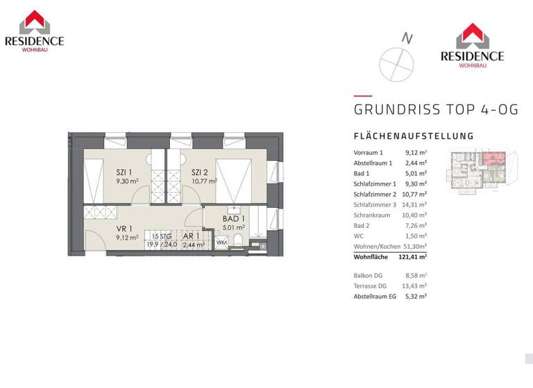 Wohnung zum Kauf - Erstbezug 840.000 € 4 Zimmer 121,4 m² 1. Geschoss Siggerwiesen Bergheim 5101