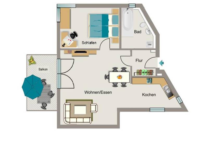 Wohnung zur Miete nur mit Wohnberechtigungsschein 413 € 2,5 Zimmer 66,3 m² EG frei ab 01.07.2026 Küppersbuschstraße 13 Feldmark Gelsenkirchen 45883