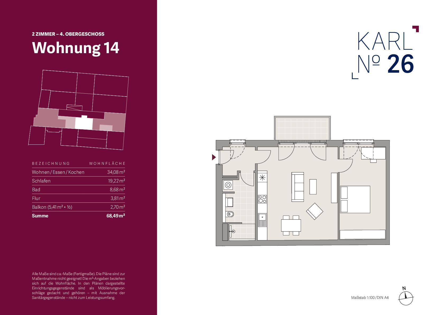 Wohnung zum Kauf provisionsfrei 479.900 € 2 Zimmer 68,5 m²<br/>Wohnfläche 4.<br/>Geschoss Innenstadt - West - Westlicher Teil Karlsruhe 76133